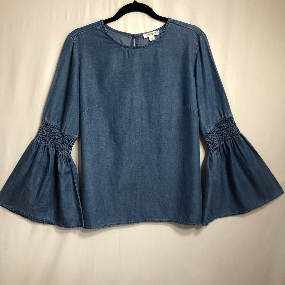Beach Lunch Lounge Denim Flare Sleeve Top - L